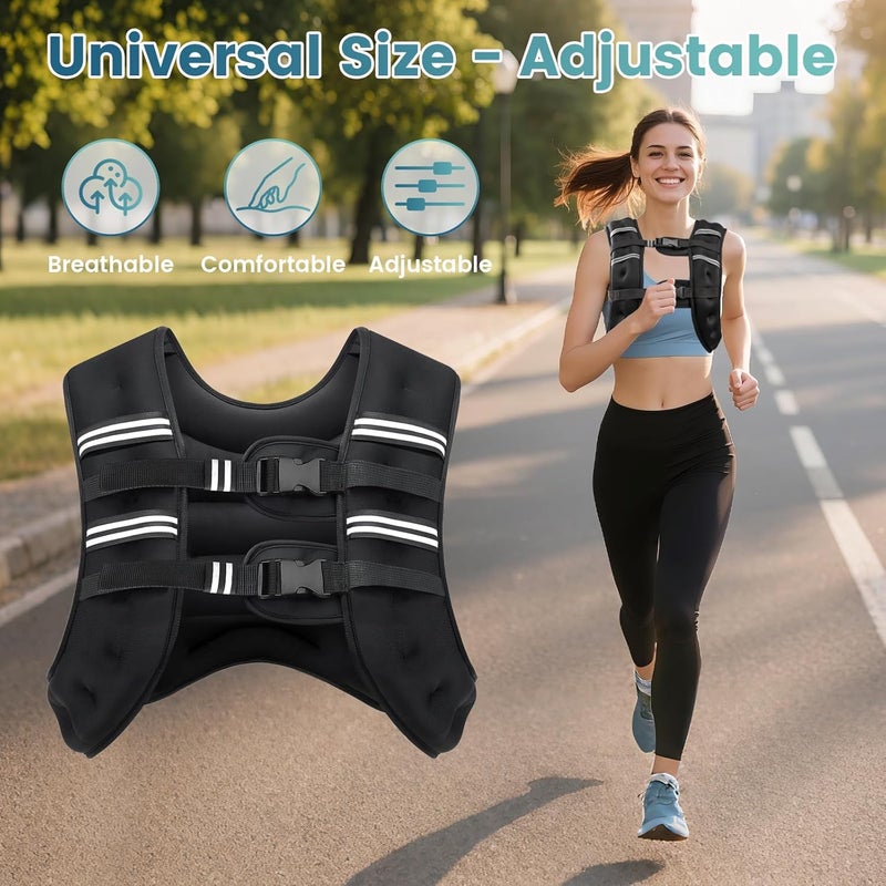 Cavry Weighted Vest, 8lb/12lb/16lb/20lb/25lb/30lb Weight Vest with Two Adjustment Straps for Men Women, Weight Vests with Reflective Stripe for Strength Training, Running, Jogging, Walking - Image 4